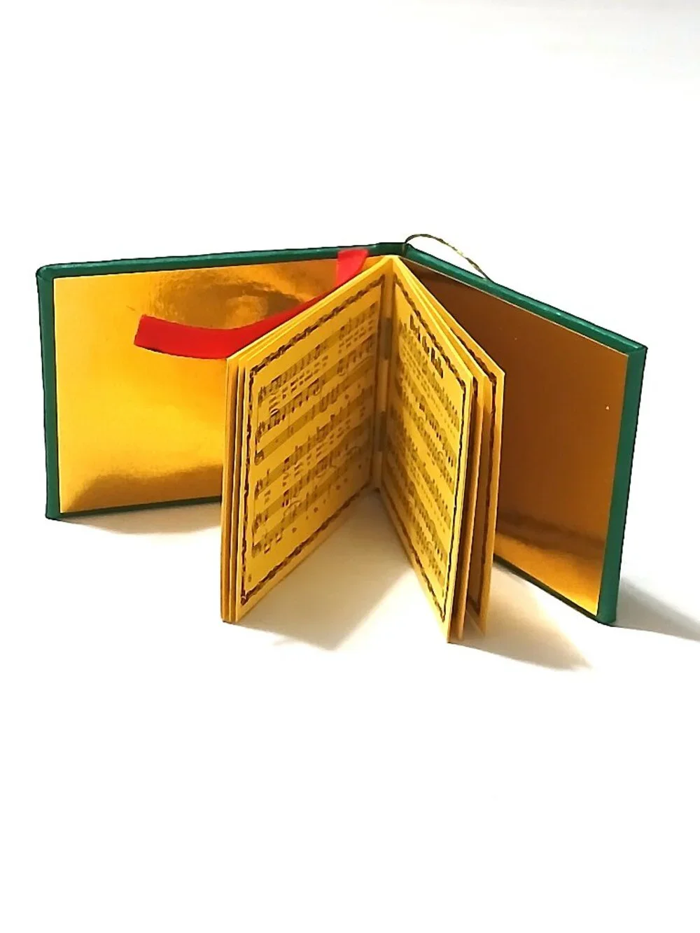 Vintage Christmas Carols Miniature Book Ornament Green Gold Sheet Music